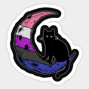 Genderfluid Cat Moon Sticker